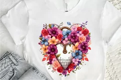 Heart Lock with Flowers Sublimation PNG Clipart Product Image 3