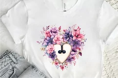 Heart Lock with Flowers Sublimation PNG Clipart Product Image 3