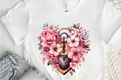 Heart Lock with Flowers Sublimation PNG Clipart Product Image 3