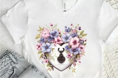 Heart Lock with Flowers Sublimation PNG Clipart Product Image 3