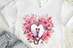 Heart Lock with Flowers Sublimation PNG Clipart Product Image 3