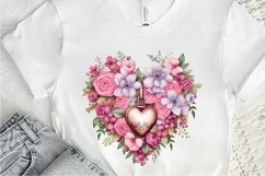 Heart Lock with Flowers Sublimation PNG Clipart Product Image 3