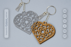 Heart Mandala Keychain Laser Cut SVG Product Image 1