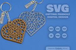 Heart Mandala Keychain Laser Cut SVG Product Image 1