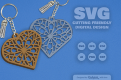 Heart Mandala Keychain Laser Cut SVG Product Image 2