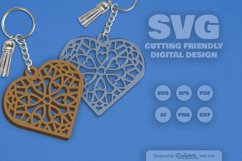Heart Mandala Keychain Laser Cut SVG Product Image 2
