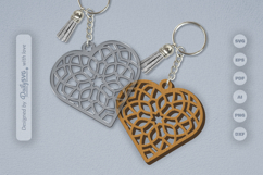 Heart Mandala Keychain Laser Cut SVG Product Image 2