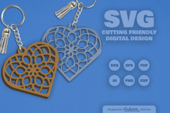 Heart Mandala Keychain Laser Cut SVG Product Image 2