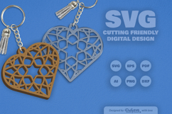 Heart Mandala Keychain Laser Cut SVG Product Image 2