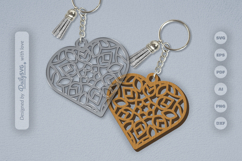 Heart Mandala Keychain Laser Cut SVG Product Image 2