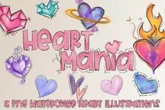 Heart Mania | 15 PNG hand drawn watercolor clipart hearts Product Image 1