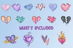 Heart Mania | 15 PNG hand drawn watercolor clipart hearts Product Image 2