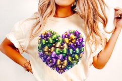 Mardi Gras Coquette Bow PNG, Mardi Gras Sublimation, Heart Product Image 2