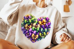 Mardi Gras Coquette Bow PNG, Mardi Gras Sublimation, Heart Product Image 3