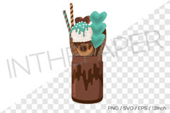 Heart mint choco monster milkshake PNG EPS SVG vector illust Product Image 1
