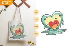 Lovely Melting Heart Illustration, Cute Sublimation Design Product Image 1