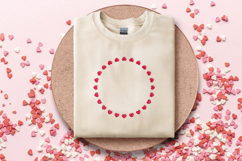 Heart Border Round Monogram Frame Embroidery