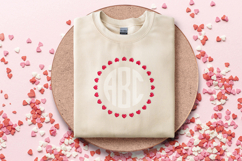 Heart Border Round Monogram Frame Embroidery