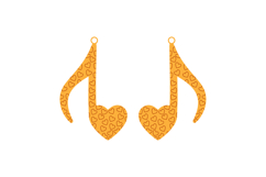 Heart Music Notes Earrings with Pattern Laser Cut Template Product Image 2