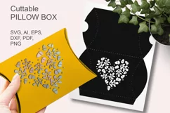 Heart of Leaves n Acorns Cuttable Pillow Box SVG Template