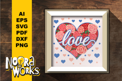 Heart Of Roses Shadow Box SVG Product Image 1