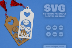 Wild Floral Heart Bookmark SVG Product Image 1