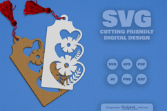 Wild Floral Heart Bookmark SVG Product Image 1