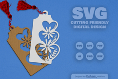 Wild Floral Heart Bookmark SVG Product Image 1