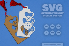 Wild Floral Heart Bookmark SVG Product Image 1