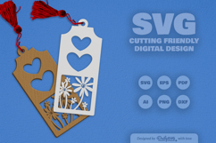 Wild Floral Heart Bookmark SVG Product Image 1