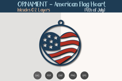 American Flag heart Ornament Product Image 3