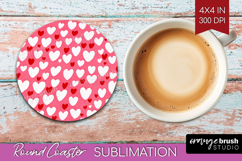 Hearts Round Coaster - Valentines Day Coaster PNG Product Image 1