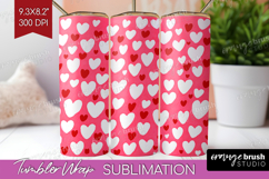 Hearts Tumbler Wrap - Valentines Day Tumbler PNG Sublimation Product Image 1