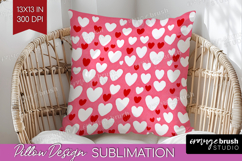Hearts Pillow Sublimation - Valentines Day Pillow Cover PNG Product Image 1