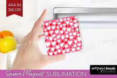 Hearts Magnet Sublimation - Valentines Day Square Magnet PNG Product Image 1
