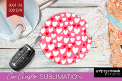 Hearts Car Coaster - Valentines Day Coaster PNG Sublimation Product Image 1