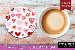 Hearts Round Coaster - Valentines Day Coaster PNG Product Image 1
