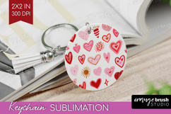 Hearts Keychain PNG - Valentines Day Keychain Sublimation Product Image 1