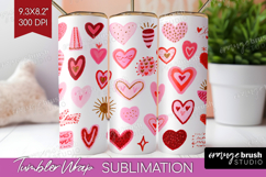 Hearts Tumbler Wrap - Valentines Day Tumbler PNG Sublimation Product Image 1