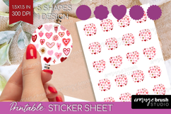 Hearts Round Sticker - Valentines Day Printable Sticker Product Image 1