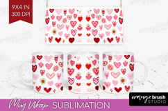 Hearts Mug Wrap - Valentines Day Mug PNG Sublimation Product Image 1