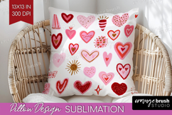 Hearts Pillow Sublimation - Valentines Day Pillow Cover PNG Product Image 1