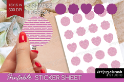 Hearts Round Sticker - Valentines Day Printable Sticker Product Image 1