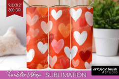 Hearts Tumbler Wrap - Valentines Day Tumbler PNG Sublimation Product Image 1