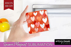 Hearts Magnet Sublimation - Valentines Day Square Magnet PNG Product Image 1