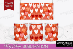 Hearts Mug Wrap - Valentines Day Mug PNG Sublimation Product Image 1
