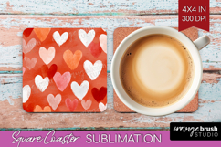 Hearts Square Coaster - Valentines Day Coaster PNG Product Image 1