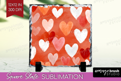 Hearts Slate PNG - Valentines Day Square Slate Sublimation Product Image 1