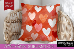 Hearts Pillow Sublimation - Valentines Day Pillow Cover PNG Product Image 1