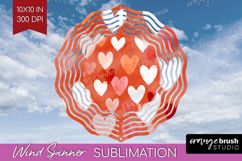 Hearts Wind Spinner Sublimation PNG - Valentines Day Round Product Image 1